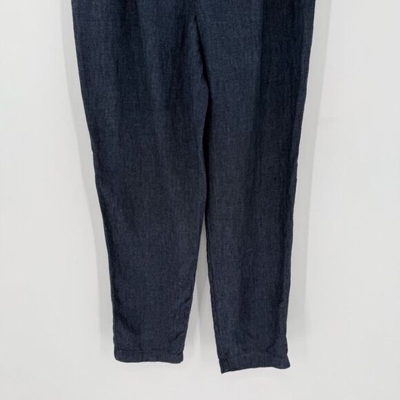 Garnett Hill 100% Linen Straight Leg Trouser Pant Women 6 Blue Casual Beach - Picture 3 of 9